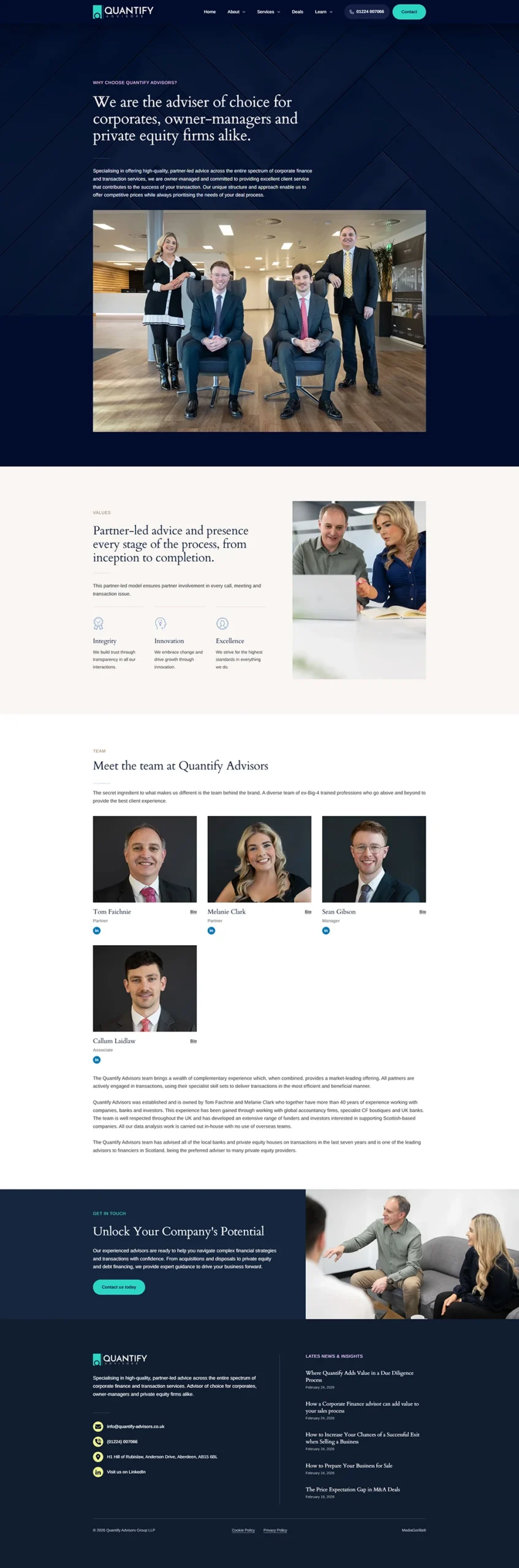 Quantify Advisors web design