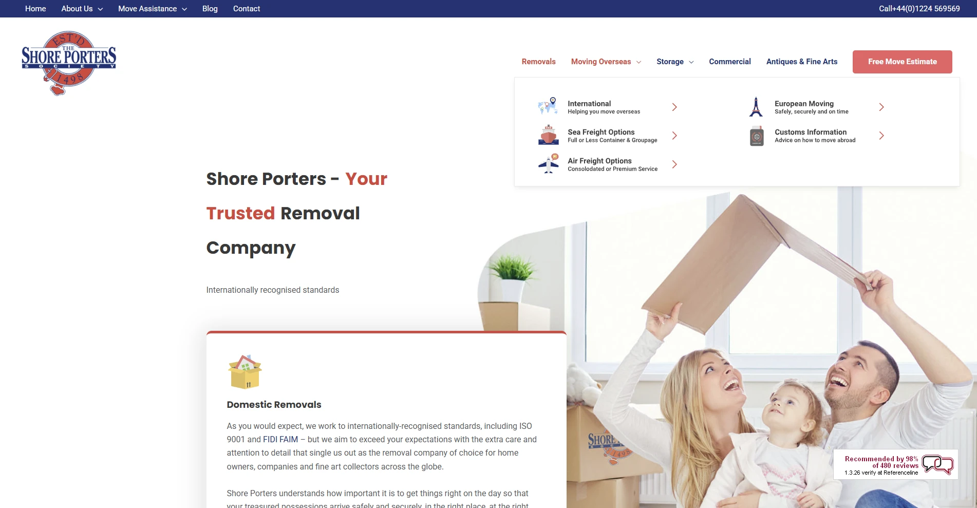 removals website page